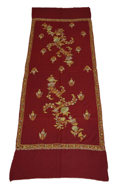 Maroon Pure Pashmina Hand Embroidered Kashmiri Shawl-Saira's Boutique