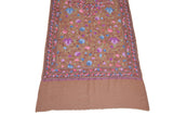 Brown Pure Pashmina Hand Embroidered Kashmiri Shawl-Saira's Boutique