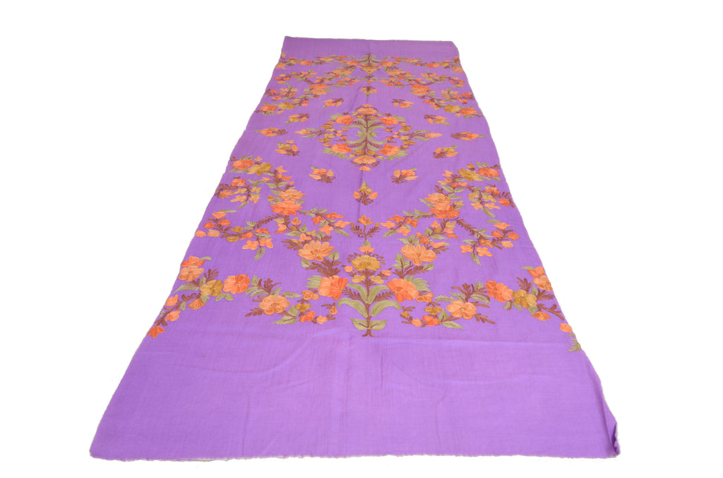 Lavender Pure Pashmina Hand Embroidered Kashmiri Shawl-Saira's Boutique