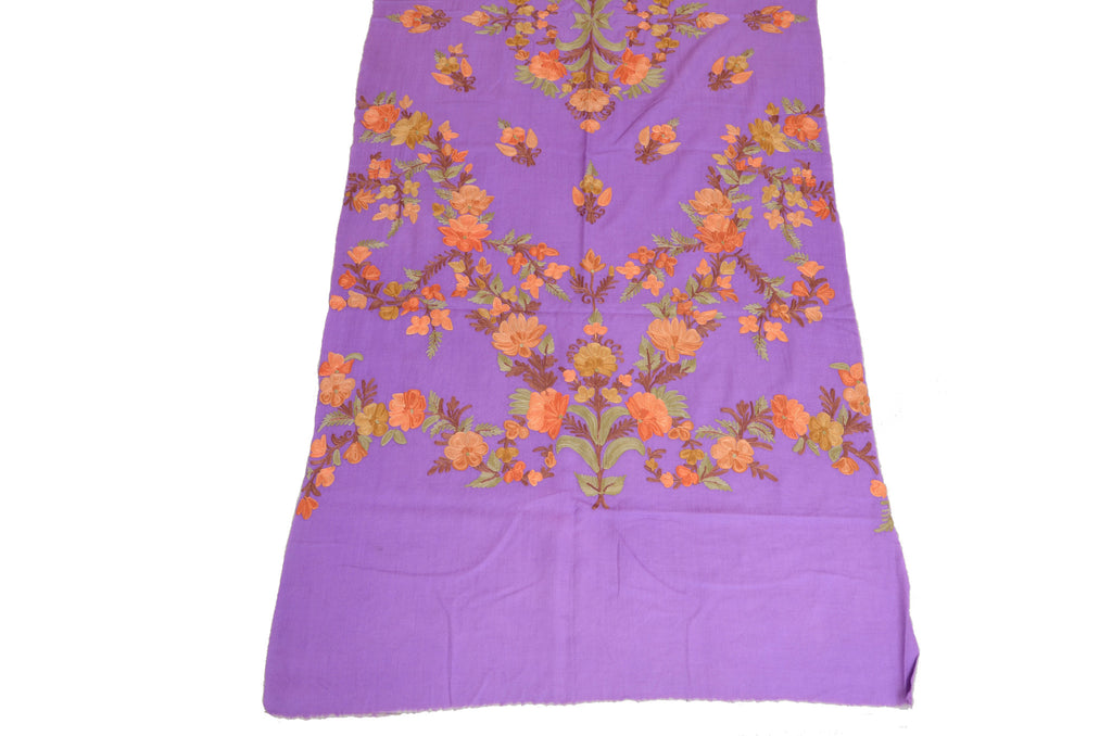 Lavender Pure Pashmina Hand Embroidered Kashmiri Shawl-Saira's Boutique