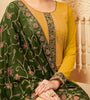 Daffodil Yellow & Army Green Designer Embroidered Pant Suit-Saira's Boutique