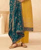 Daffodil Yellow & Sherpa Blue Designer Embroidered Pant Suit-Saira's Boutique