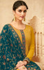 Daffodil Yellow & Sherpa Blue Designer Embroidered Pant Suit-Saira's Boutique