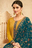 Daffodil Yellow & Sherpa Blue Designer Embroidered Pant Suit-Saira's Boutique