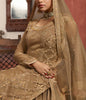 Dark Beige Designer Embroidered Net Kurti Style Lehenga-Saira's Boutique