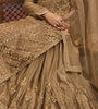 Dark Beige Designer Embroidered Net Kurti Style Lehenga-Saira's Boutique