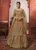 Dark Beige Designer Embroidered Net Kurti Style Lehenga-Saira's Boutique