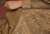 Dark Beige Designer Embroidered Net Kurti Style Lehenga-Saira's Boutique