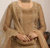 Dark Beige Designer Embroidered Net Kurti Style Lehenga-Saira's Boutique