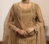Dark Beige Designer Embroidered Net Kurti Style Lehenga-Saira's Boutique