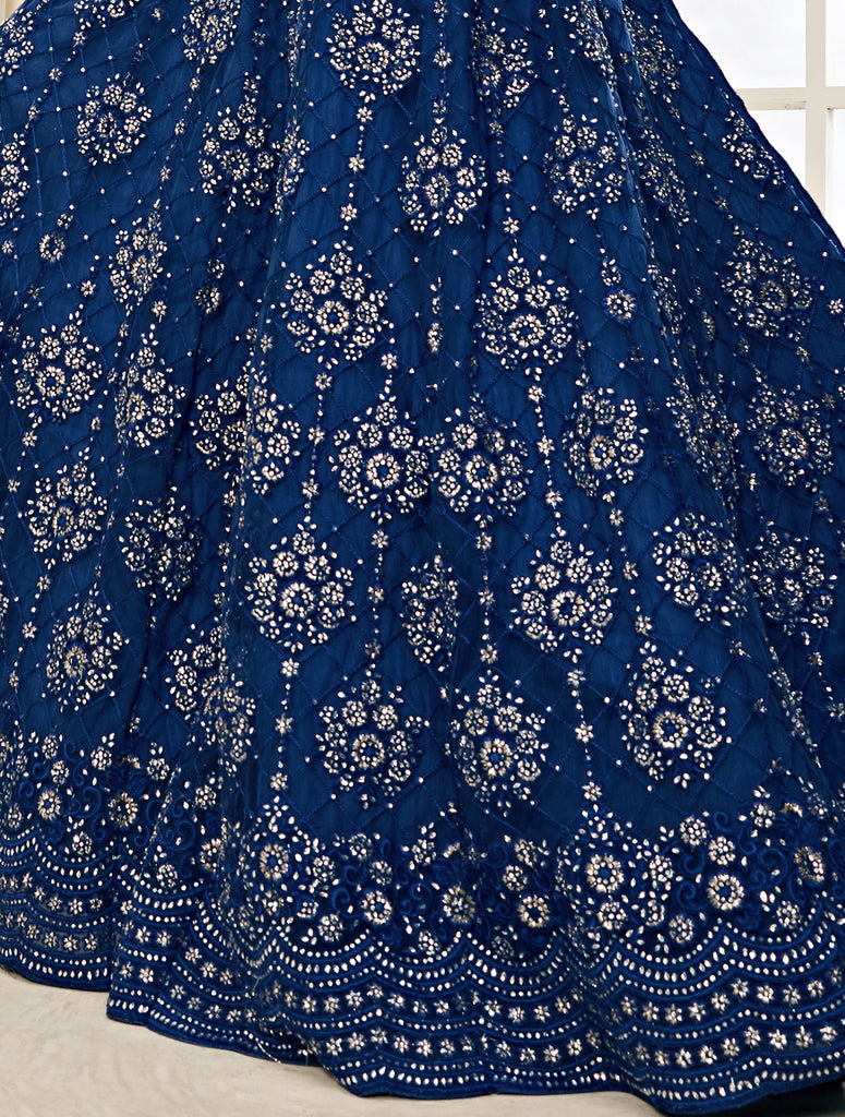 Dark Blue Designer Heavy Embroidered Bridal Lehenga-Saira's Boutique