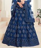 Dark Blue Designer Heavy Embroidered Bridal Lehenga-Saira's Boutique