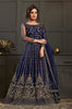 Dark Cobalt Blue Designer Heavy Embroidered Wedding Anarkali Gown-Saira's Boutique