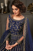 Dark Cobalt Blue Designer Heavy Embroidered Wedding Anarkali Gown-Saira's Boutique