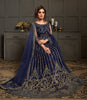 Dark Cobalt Blue Designer Heavy Embroidered Wedding Anarkali Gown-Saira's Boutique