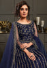 Dark Cobalt Blue Designer Heavy Embroidered Wedding Anarkali Gown-Saira's Boutique