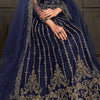 Dark Cobalt Blue Designer Heavy Embroidered Wedding Anarkali Gown-Saira's Boutique