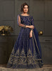 Dark Cobalt Blue Designer Heavy Embroidered Wedding Anarkali Gown-Saira's Boutique