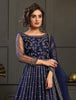 Dark Cobalt Blue Designer Heavy Embroidered Wedding Anarkali Gown-Saira's Boutique