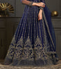 Dark Cobalt Blue Designer Heavy Embroidered Wedding Anarkali Gown-Saira's Boutique