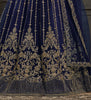 Dark Cobalt Blue Designer Heavy Embroidered Wedding Anarkali Gown-Saira's Boutique