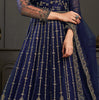 Dark Cobalt Blue Designer Heavy Embroidered Wedding Anarkali Gown-Saira's Boutique