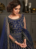 Dark Cobalt Blue Designer Heavy Embroidered Wedding Anarkali Gown-Saira's Boutique