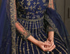 Dark Cobalt Blue Designer Heavy Embroidered Wedding Anarkali Gown-Saira's Boutique