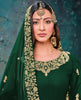 Dark Green Designer Embroidered Georgette Anarkali Suit-Saira's Boutique