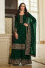 Dark Green Designer Embroidered Georgette Wedding Sharara Suit-Saira's Boutique