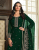 Dark Green Designer Embroidered Georgette Wedding Sharara Suit-Saira's Boutique