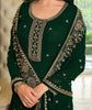 Dark Green Designer Embroidered Georgette Wedding Sharara Suit-Saira's Boutique