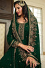 Dark Green Designer Embroidered Georgette Wedding Sharara Suit-Saira's Boutique