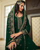 Dark Green Designer Embroidered Georgette Wedding Sharara Suit-Saira's Boutique