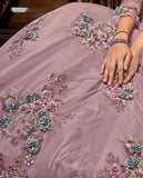 Dark Mauve Designer Heavy Embroidered Net Wedding Anarkali Gown-Saira's Boutique