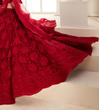 Dark Red Designer Heavy Embroidered Bridal Lehenga-Saira's Boutique