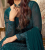 Dark Teal Blue Designer Heavy Embroidered Wedding Anarkali Suit-Saira's Boutique