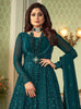 Dark Teal Blue Designer Heavy Embroidered Wedding Anarkali Suit-Saira's Boutique