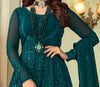 Dark Teal Blue Designer Heavy Embroidered Wedding Anarkali Suit-Saira's Boutique