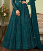 Dark Teal Blue Designer Heavy Embroidered Wedding Anarkali Suit-Saira's Boutique