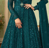 Dark Teal Blue Designer Heavy Embroidered Wedding Anarkali Suit-Saira's Boutique