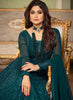 Dark Teal Blue Designer Heavy Embroidered Wedding Anarkali Suit-Saira's Boutique