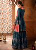 Dark Blue & Coral Pink Designer Heavy Embroidered Georgette Sharara Suit-Saira's Boutique