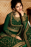 Dark Green & Gold Designer Embroidered Georgette Party Wear Anarkali Suit-Saira's Boutique