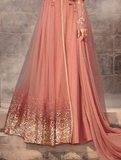 Dark Peach Designer Embroidered Net Wedding Anarkali Suit-Saira's Boutique