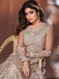 Dull Taupe Designer Heavy Embroidered Wedding Anarkali Suit-Saira's Boutique