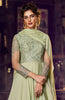 Dusty Green Designer Embroidered Satin Anarkali Gown-Saira's Boutique