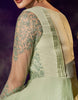 Dusty Green Designer Embroidered Satin Anarkali Gown-Saira's Boutique