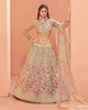 Dusty Khaki Designer Heavy Embroidered Silk Bridal Lehenga-Saira's Boutique