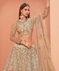 Dusty Khaki Designer Heavy Embroidered Silk Bridal Lehenga-Saira's Boutique